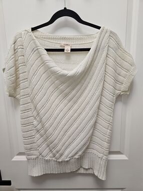 DKNY Cream Cowl Neck Short Sleeve Sweater